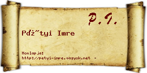Pétyi Imre névjegykártya